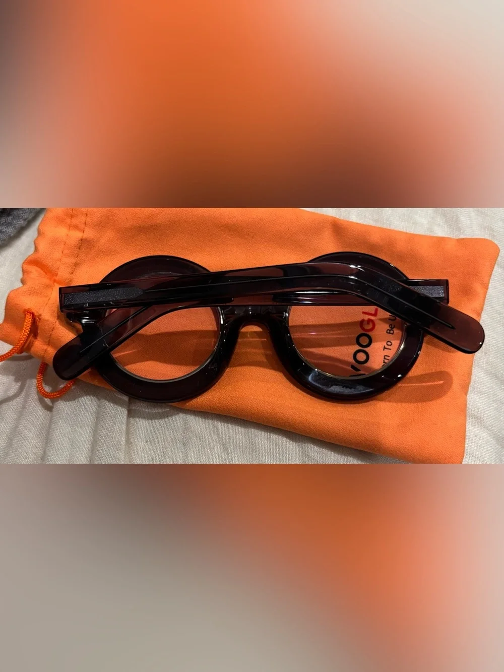 VOOGLAM Oversized Round Brown Eyeglasses 45-25-148 Statement Frames